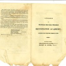 Bennington Academy Catalogs